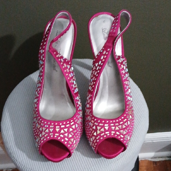 Lulu Townsend Shoes - Lulu Townsend Fuchsia Peep-Toe Heels